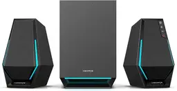 Edifier Hecate G1500 MAX Système d’enceinte 2.1 pour ordinateur, enceinte gaming 60 W avec sous‑woofer, sortie sous‑woofer, éclairage RGB, Bluetooth 5.3, USB, USB‑C, entrée AUX 3,5 mm (Noir)