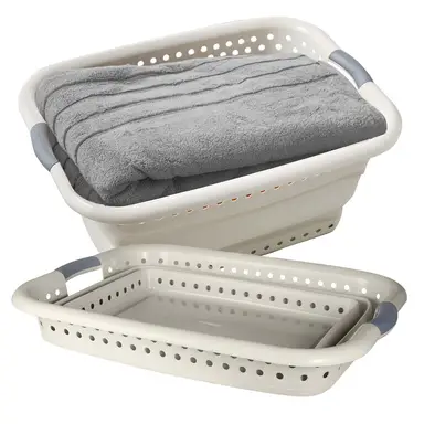 TOWER Collapsible Laundry Basket with Pop-Up Design 42L， Latte