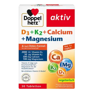 Doppelherz D3+K2+Calcium+Magnesium 30 Tabletten