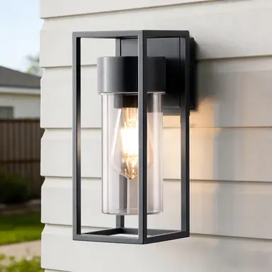 EDISHINE Wandleuchte für Innen & Außen, Wandlampe, Wandbeleuchtung für Hauswand, Terrassenbeleuchtung, Balkon, modern, ohne Leuchtmittel, IP44 wasserdicht, Schwarz