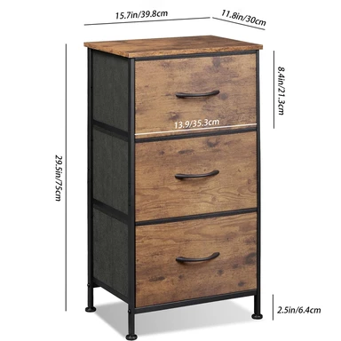 SRD Meuble de sol à tiroir en tissu, 3 niveaux