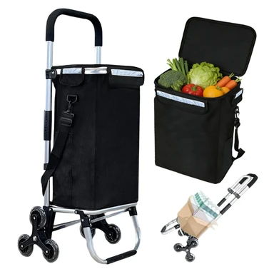 ochama Shopping Trolley / Grocery Cart | 44.5*39*100cm, upgraded 3-wheel design for stair climbing, quiet & lightweight, waterproof fabric, 41L large capacity