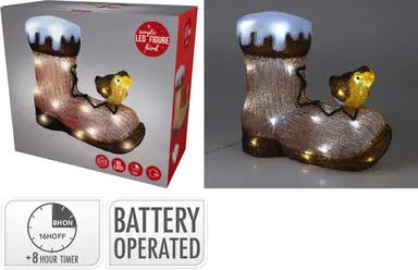 BIRDS ON BOOT WITH LED 28CM