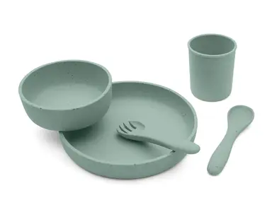 Kikka Boo Feeding Set 5-piece Platinum Silicone Sage
