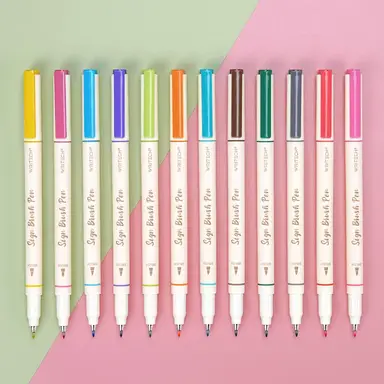 WRITECH Arts Sign Brush Pen 12 Assorted Vibrant Colors