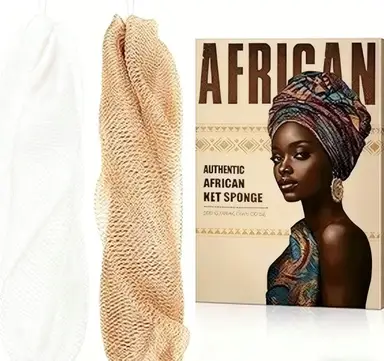 personal care-african net sponge kit-90g-brown+white-with string