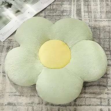 Cute Flower Pillow, Daisy Flower Cushion Soft Plush Seating Cushion Flower Shaped Aesthetic Pillows for Bedroom Sofa Chair Cute Room Decor (45 * 45CM）,green