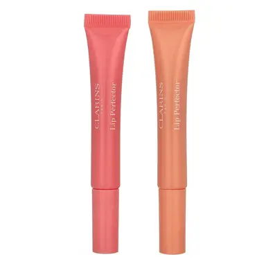 Clarins Natural Lip Perfector Duo - 01 Rose Shimmer & 02 Apricot Shimmer 2x12ml