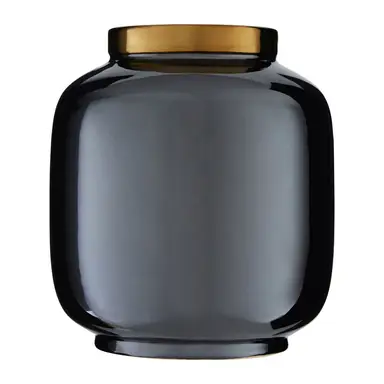 Premier Housewares Vielseitiges Design, schwarz-metallische Vase, moderne schwarze Porzellanvase für den Außenbereich, mit goldfarbenen Akzenten