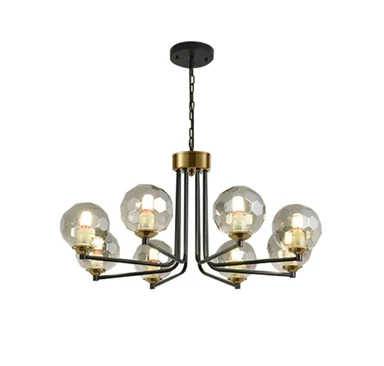 Homary 8-Light Sputnik Chandelier in Black & Gold Globe Glass Shade Included