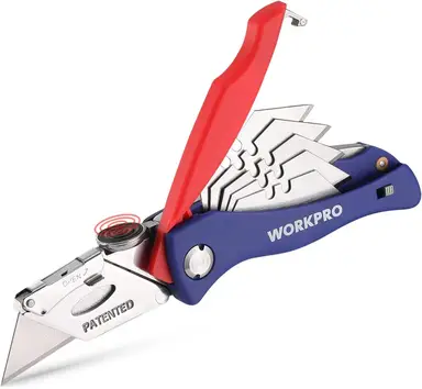 WORKPRO Carpet knife, foldable utility knife, incl. 5 replacement blades for craftsmen.