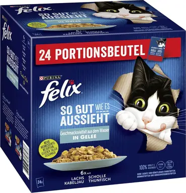 Felix Geschmacksvielfalt aus dem Wasser in Gelee Katzenfutter 24 x 85 g