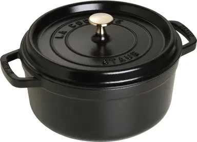 STAUB cocotte klassieke emaille gietijzeren braadpan - 24 cm, zwart, 3,8 L