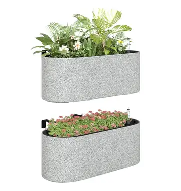 Outsunny Hochbeet aus Stahl, sechseckiger Blumenkasten mit offenem Boden,  Pflanzkasten mit Holzoptik, Gemsebeet fr Balkon, Garten, Dunkelbraun, 113  x 98 x 30 cm | Pflanzenbehlter & Zubehr | Joybuy
