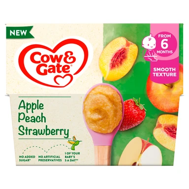 Cow & Gate Apple Peach & Strawberry 6+ Months 4 X 100g
