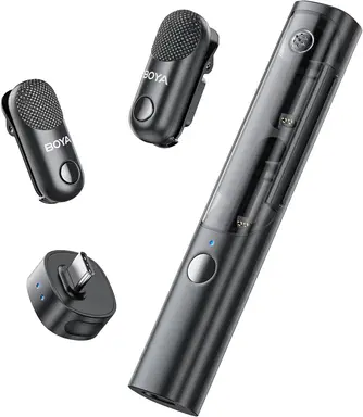BOYA Magic-05 USB-C Al-Powered Transformable Wireless Lavalier Microphone for Camera, iPhone 16/17, Android, Desktop (2 TX+1 RX+Charging Case)