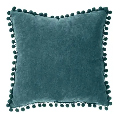 Pompom cushion 40 x 40 teal