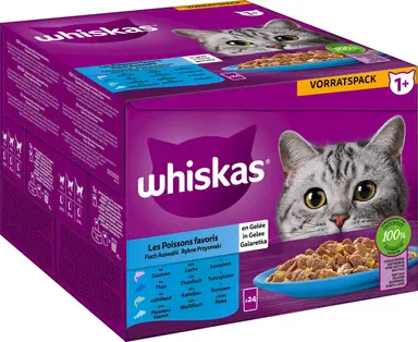 Whiskas 1+ Fischauswahl in Gelee 24 x 85 g