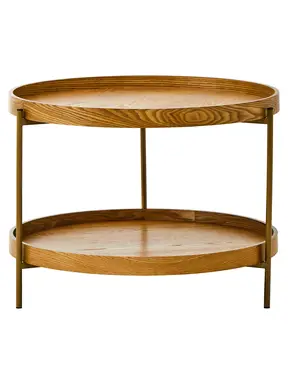 Interiors by Premier Side Table Viborg Round Natural 2 Shelf