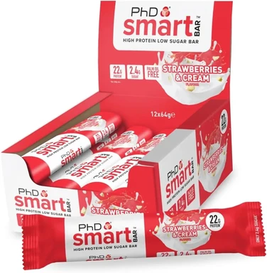 PhD Smart Protein Nutrition Bar Strawberry & Cream Flavour - 12 x 64g