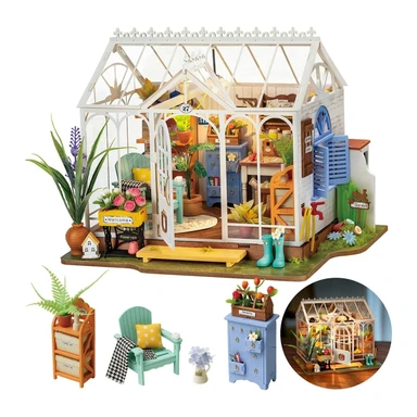 Robotime Rolife Dreamy Garden House DIY Dollhouse Kit 24.5x19x19cm 1pc,Home decoration, bookshelf decoration,Craft Gifts for Adults and Teens,Educational toys