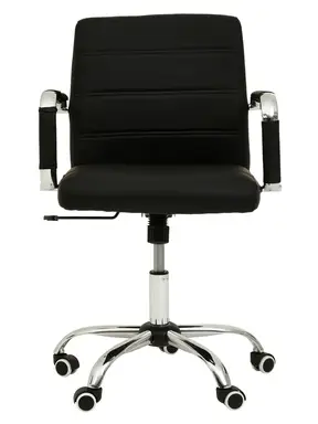 Interiors by Premier Office Chair with Arms Brent Low Back Faux Leather Black/Chrome