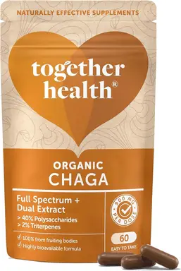 Together Health - Organic Chaga 900mg - Dual Extract Fruiting Bodies - 60 CAPS