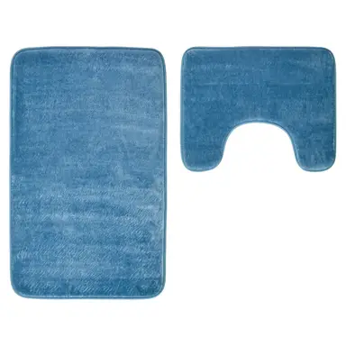 Maison by Premier Bath Mat & Pedestal Set Soak Microfibre Plush Blue 50x80cm