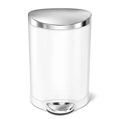 Simplehuman 6L Semi-Round Bathroom Pedal Bin, White Steel