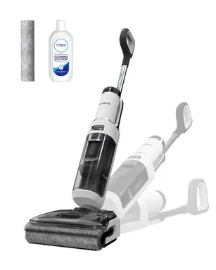 Tineco Floor One Stretch S6 wet and dry vacuum cleaner, 180° flat design, vacuum mop, 13cm lying height, 70°C, 5min FlashDry self-cleaning, 3-sided edge cleaning, 40min running time, cleaning under deep furniture