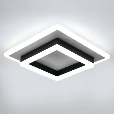 Goeco quadratische LED-Deckenleuchte 24W 2700LM Schwarz 6500K Kaltweiß für Flur Schlafzimmer Badezimmer Küche Wohnzimmer