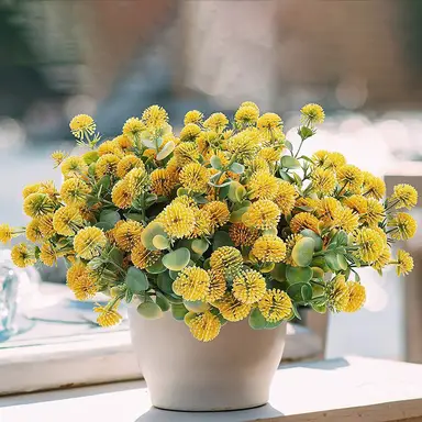 4Pcs 13.77in/35cm
Artificial Billy Ball Flower Man Fake Plants Living Room Decoration Ornaments Desktop Fake Flowers(yellow)