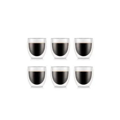 Bodum PAVINA Set of 6 - 250ml Double Walled Thermo Glasses - Small