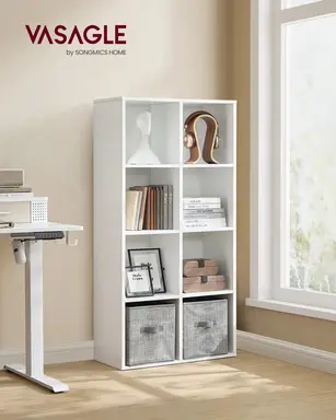 VASAGLE Bibliothèque en bois avec 8 compartiments – Meuble de rangement décoratif indépendant pour le bureau ou la maison
