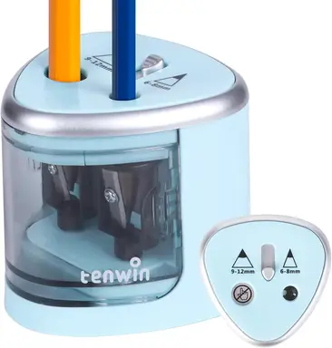 tenwin Elektrischer Spitzer, Doppelstift, batteriebetrieben, für 6-12 mm, Nr. 2/Buntstifte, lange haltbare Klingen für schnelles Schärfen, geeignet für Schule/Klassenzimmer/Büro/Zuhause, blau, Neujahr-Angebot, Top-Geschenkideen