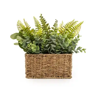 Candlelight Artificial Ferns in Woven Basket 30cm