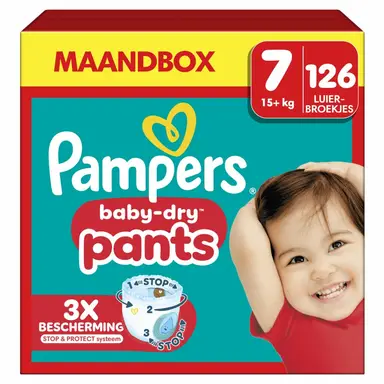 Pampers Baby-Dry broekjes maat 7 – 126 luierbroekjes (maandbox)