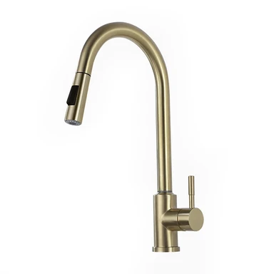 Touch Küchenarmatur mit ausziehbarem Sprühkopf Edelstahl Einhand in gebürstetem Gold