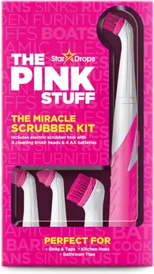The Pink Stuff Miracle Scrubber Kit - Electric Scrubber Cleaning Tool Plus 4 Cleaning Brush Heads