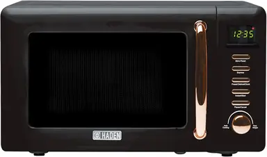 Haden Salcombe Solo Microwave Oven - 20L, 800W,  Black & Copper, 5 Power Levels, Convenient Digital Timer, Versatile with Defrost, Reheat & Cooking Functions
