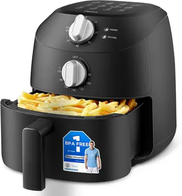 Midea Compact 2L Air Fryer - 1150W, Dishwasher Safe Non-Sitck Basket, BPA Free, 12 Preset Menus, 80-200°C Temperature Control