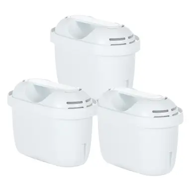 Pack de 3 Filtres à Eau VIVREAL Compatibles avec les Carafes Brita, Filtration Multicouche Éliminant le Chlore, le Calcaire et les Métaux Lourds, Matériau Sécurisé de Qualité Alimentaire, Design à Double Canal, Efficace et Écologique F002