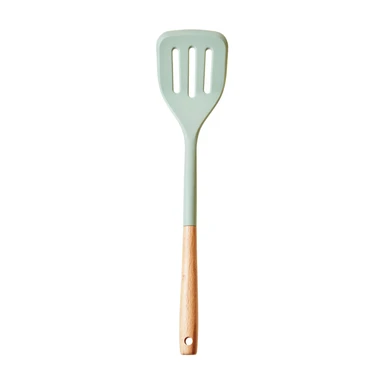 Maison by Premier Sage Green Silicone Head Slotted Turner With Round Wood Handle