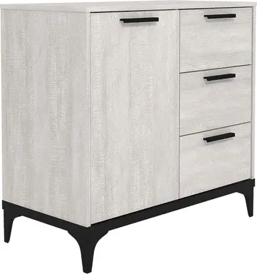 Galano Lawrence 1 Door 3 Drawer Sideboard – Cabinet Storage Organizer for Home – Storage Sideboard with Adjustable Shelves – Dusty Grey Oak Finish