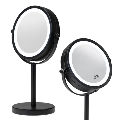 Croydex Beauty Mirror Round LED Black