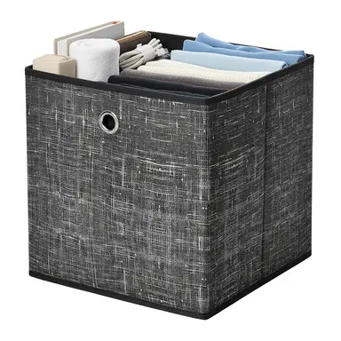 SONGMICSHOME  Cube Organisers, Foldable Fabric Storage Boxes with Handles, Set of 6, for Shelves, Clothes, Black