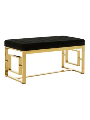 Interiors by Premier Ottoman Bench Allure Gold Finish/Black Velvet
