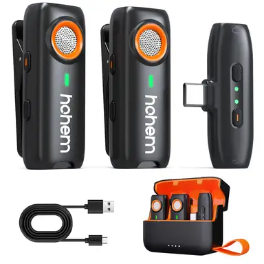 hohem draadloze lavaliermicrofoon, 3 niveaus DSP-ruisonderdrukking, 100 m bereik, 20 u batterij, afstandsbediening, TF-back-upopname