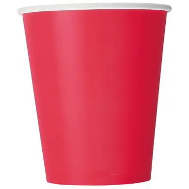 Unique Party Paper Cups, Red, 266ml, 14 Pack