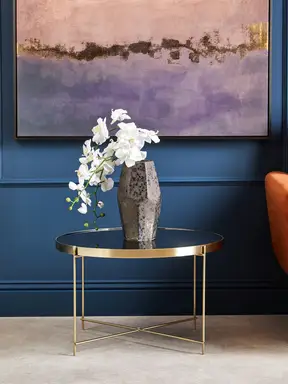 Interiors by Premier Side Table Allure Brushed Bronze/Black Mirror Round Large